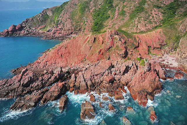 Rust-coloured rocks of Port Island