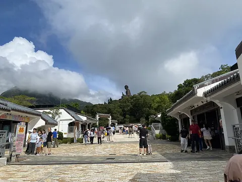 Ngong Ping Village with the Tian Tan Buddha behind
